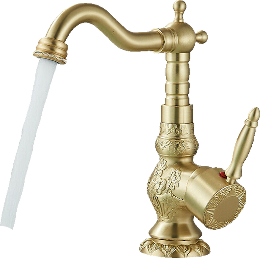 JULIAN | Rubinetto da bagno alto vintage oro spazzolato | Miscelatore retrò in acciaio inox per lavabo freestanding | Bagno con rubinetto gastronomico