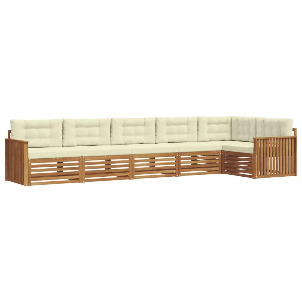 Set di divani da esterno con cuscino 6 pcs Naturale e Crema
