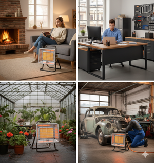 Stufa a Gas Gpl da Interno con Supporto 3,5kW Qlima FGHX145 Silver e Nero