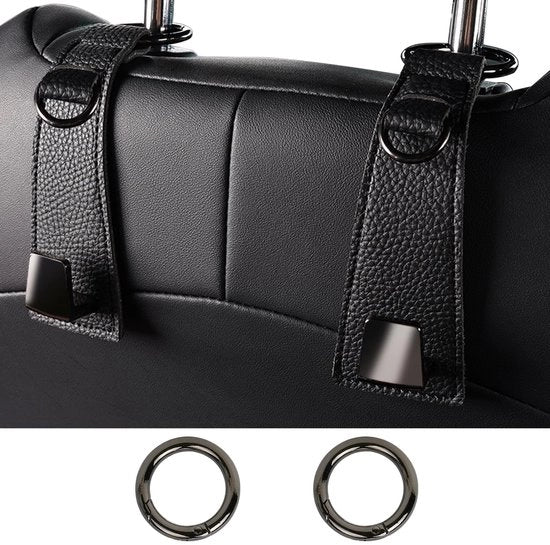Autohaken a 2 pezzi - Supporto per capo con impugnatura rotonda - Gancio rotante - Appoggio per borse - Materiale di alta qualità in pelle - Robusto e duraturo