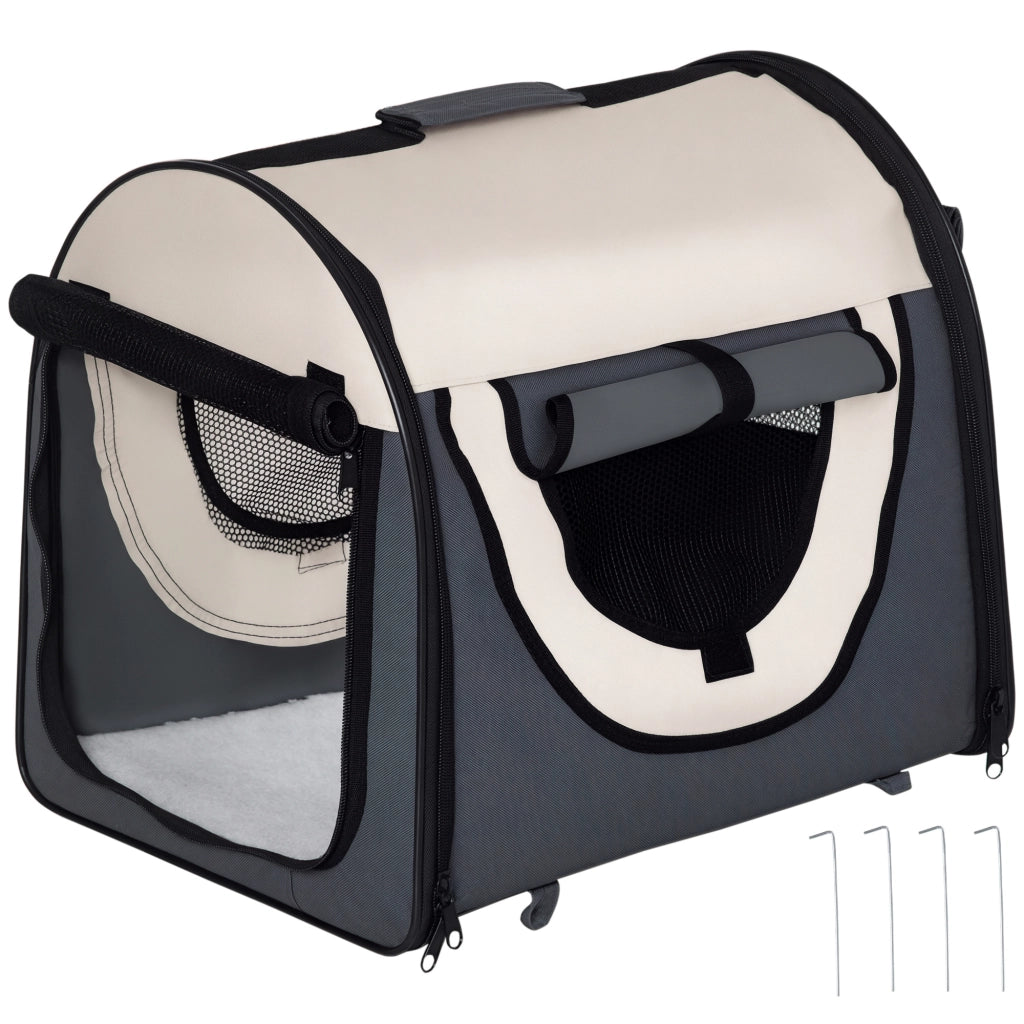 EasyComfort Trasportino per Animali Domestici Pieghevole in Oxford con Cuscino Rimovibile Lavabile e Borsa per Trasporto, 46x36x41cm, Grigio scuro