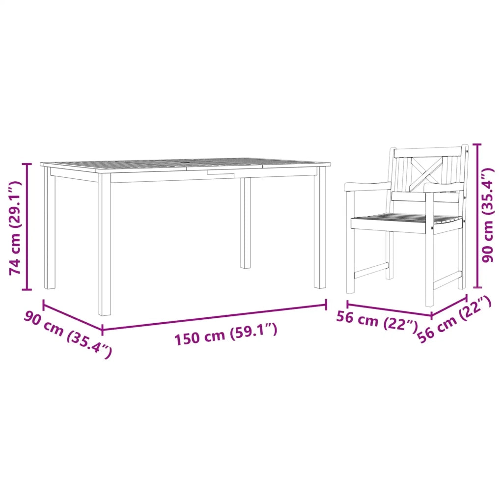 Set da Pranzo per Giardino 7 pcs Marrone 3375653