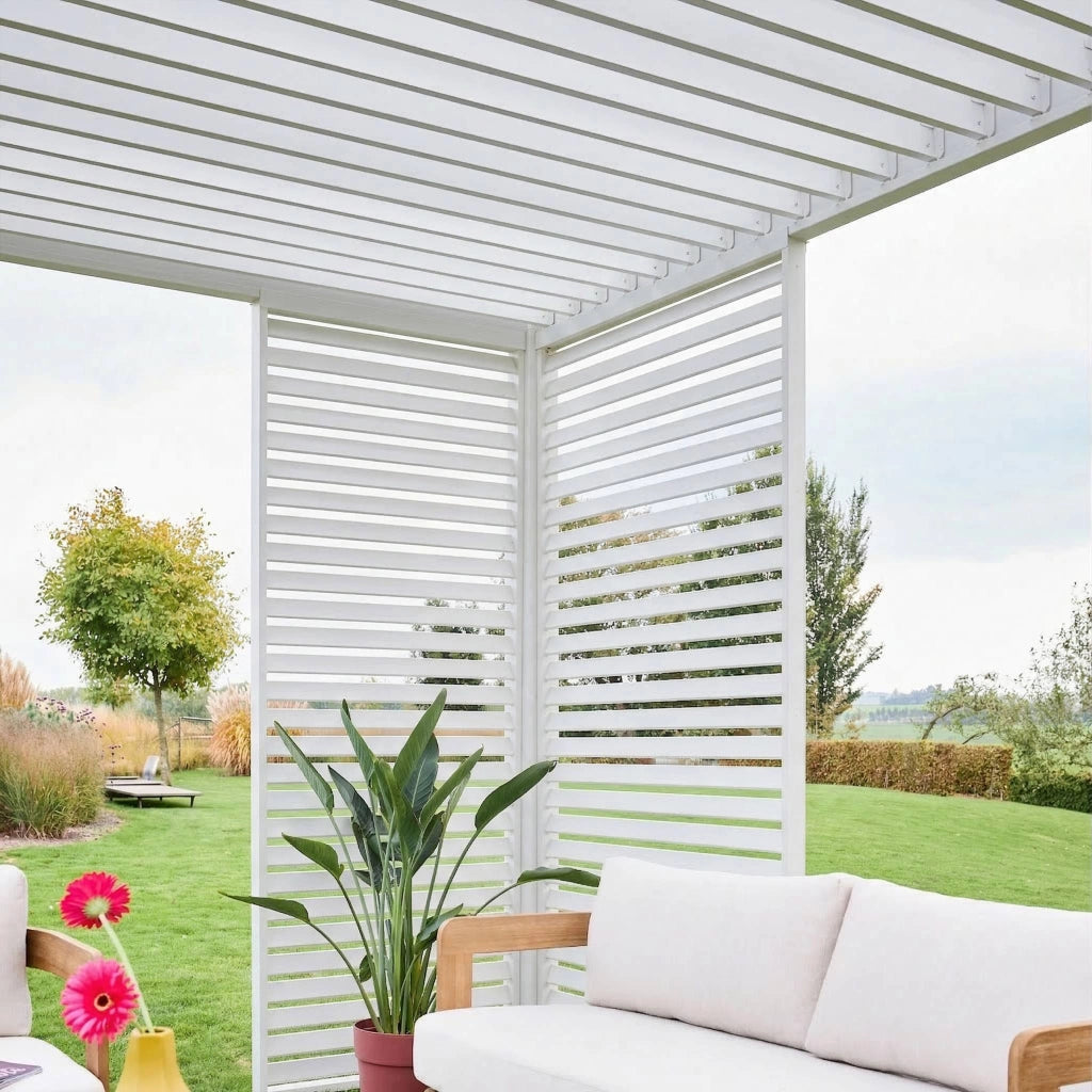 Pergola bioclimatica 3x4m in alluminio  + 1 persiana 1m + 1 persiana