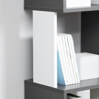 Libreria Moderna Salvaspazio a 5 Ripiani 33x28x161 cm in Legno Grigio e Bianco