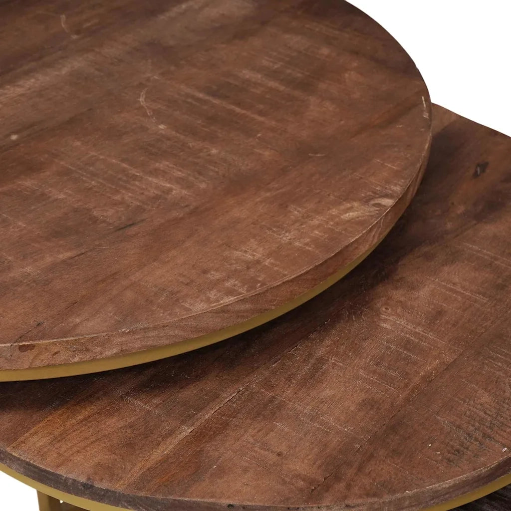 Tavoli da Caffè Nido 3 pcs Legno massello di mango e acciaio