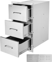 Scaffale esterno per BBQ a tre ante 40 x 72,5 x 52,5 cm in acciaio inossidabile