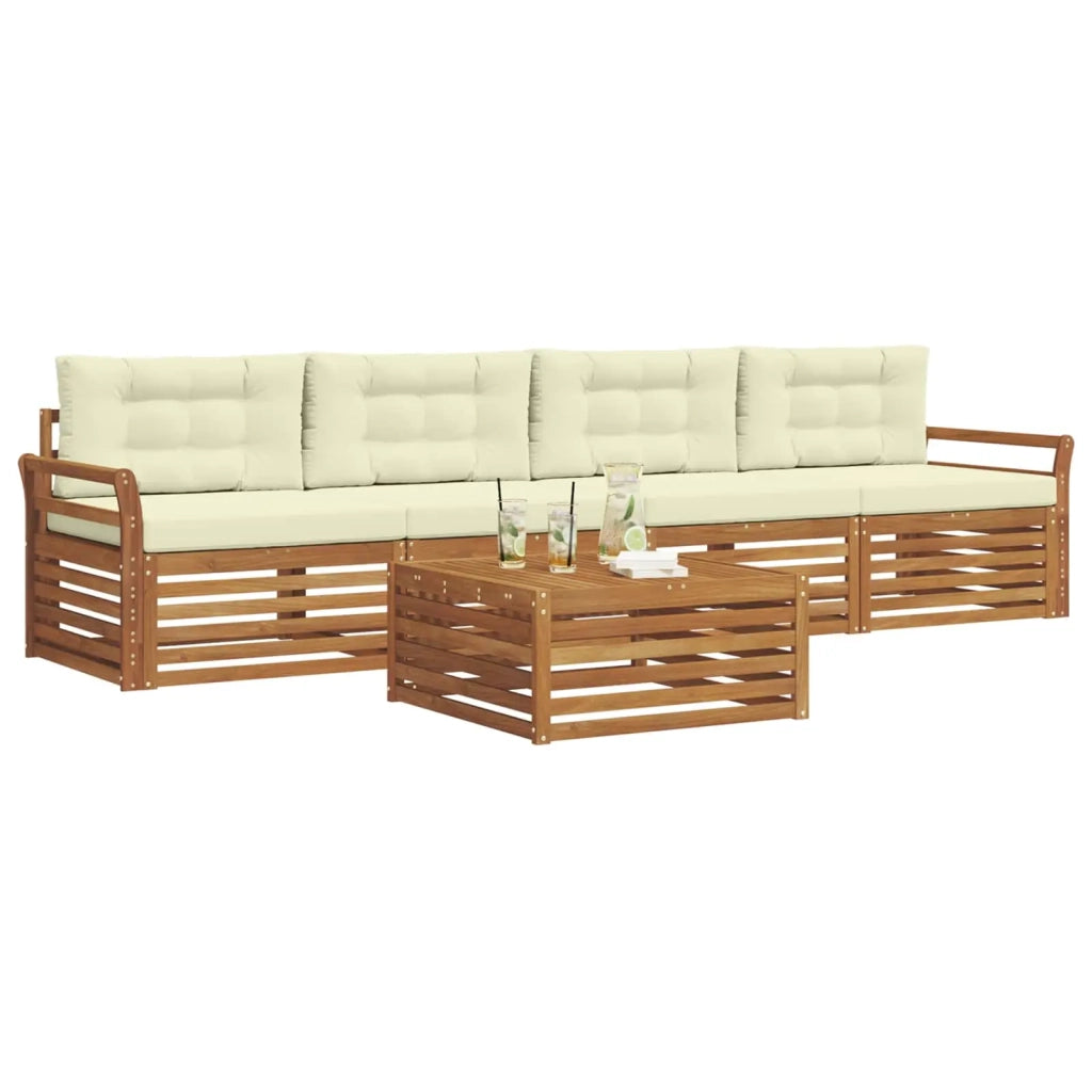 Set di divani da esterno con cuscino 5 pcs Naturale e Crema 3372980
