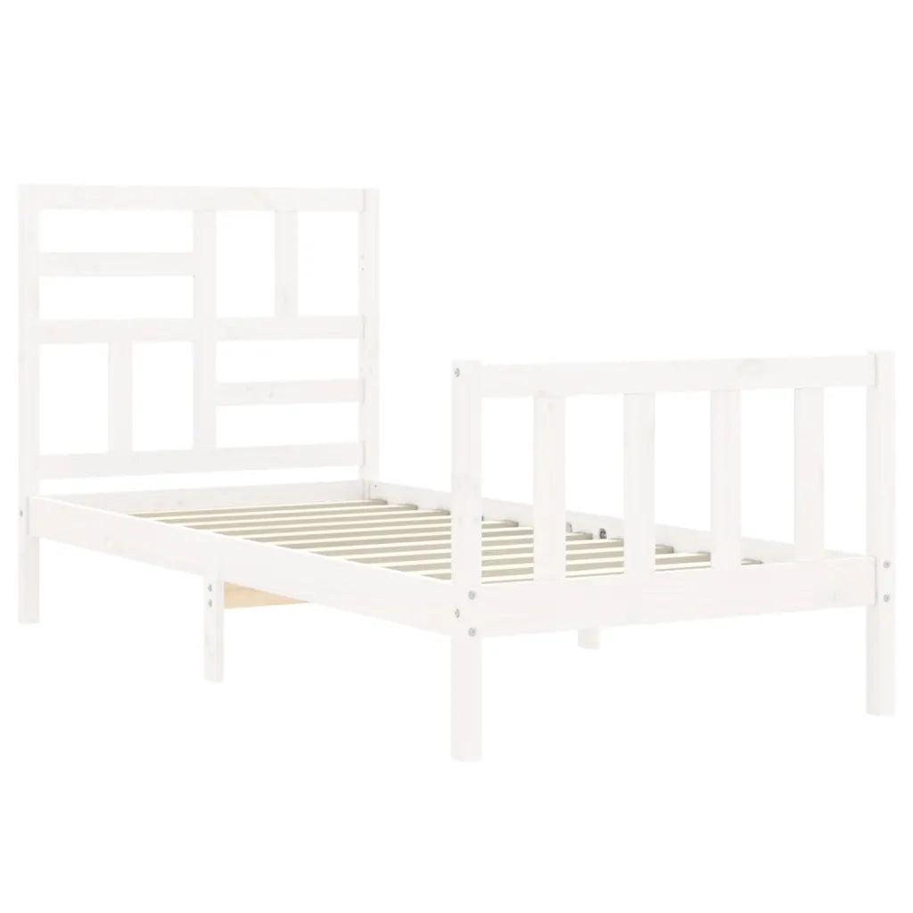 Giroletto senza Materasso-Struttura Letto Bianco 100x200 cm Legno Massello Pino 565188