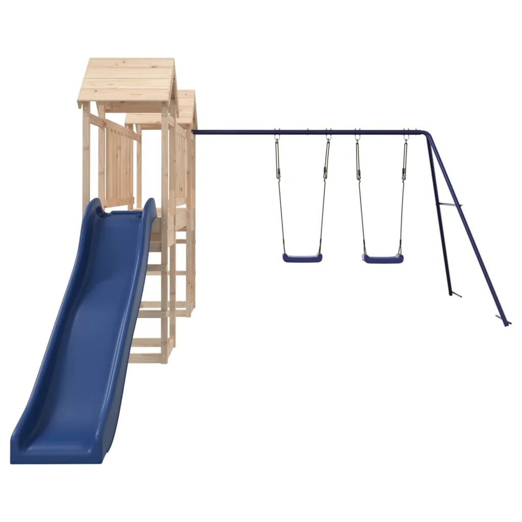 Altalene per parco giochi all'aperto scivolo altalene robuste giochi da giardino 308 x 393 x 194 cm legno di pino massiccio 02_0004982