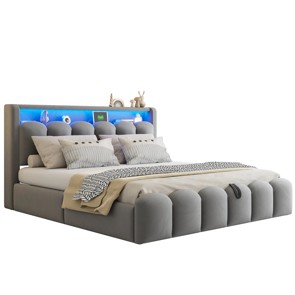 letto imbottito velluto grigio 180 x 200 cm