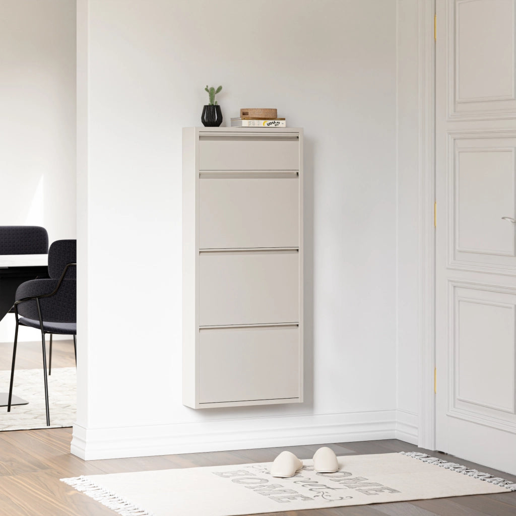 Scarpiera Sokndal con 3+1 Contenitori Ribaltabili Portascarpe in Metallo - Pepe Bianco [en.casa]