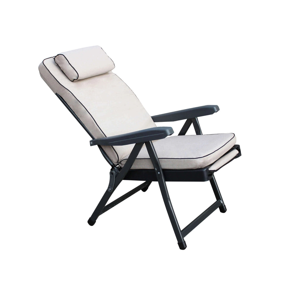 Poltrona Sdraio relax reclinabile in Tessuto Acciaio cm 155x60x60 - MORTY