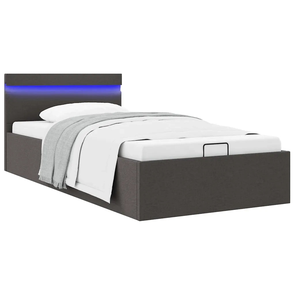 Giroletto con Contenitore e LED Grigio Scuro Tessuto 100x200 cm 285601