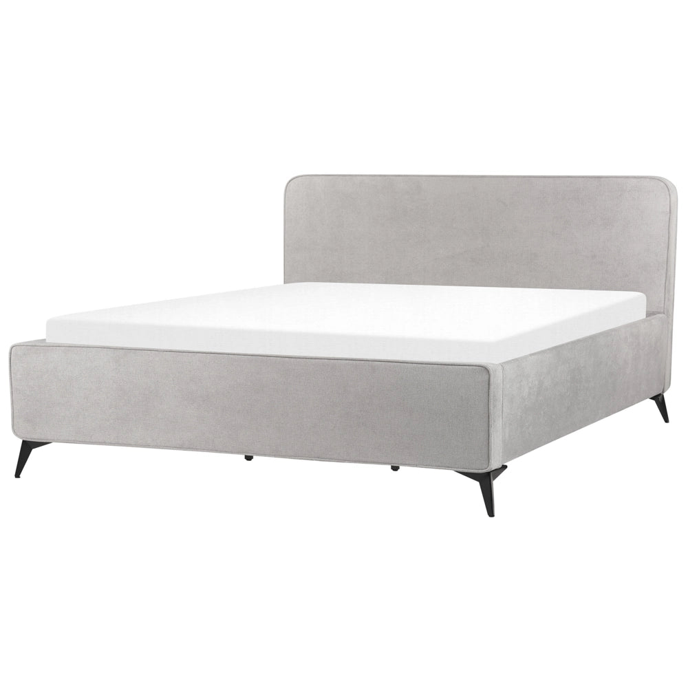 Letto Grigio Chiaro in tessuto Gambe in metallo nero 180 x 200 cm a doghe Camera da letto Classica Minimalista
