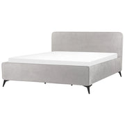 Letto Grigio Chiaro in tessuto Gambe in metallo nero 180 x 200 cm a doghe Camera da letto Classica Minimalista
