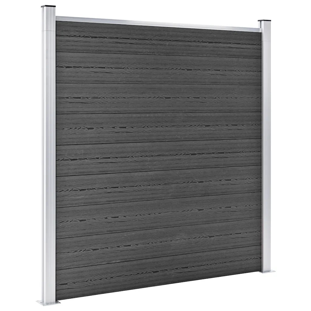 Set Pannelli di Recinzione in WPC 1564x186 cm Nero 3070436