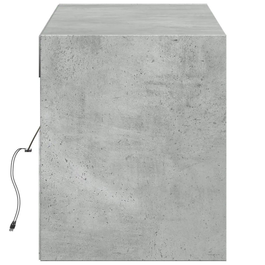 Mobile TV a Parete con Luci LED Grigio Cemento 140x31x38 cm