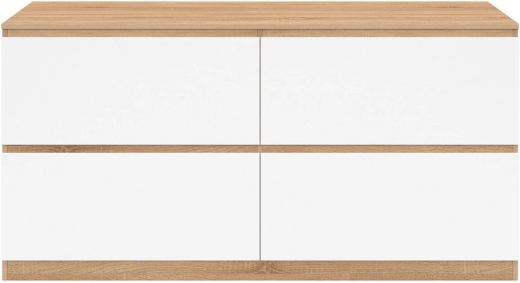 Mobile lavabo doppio TOMI 120 cm 4 cassetti finitura faggio e bianco