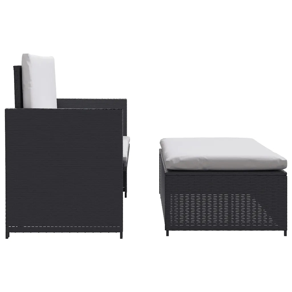 Set Divani da Giardino 2 pz con Cuscini in Polyrattan Nero