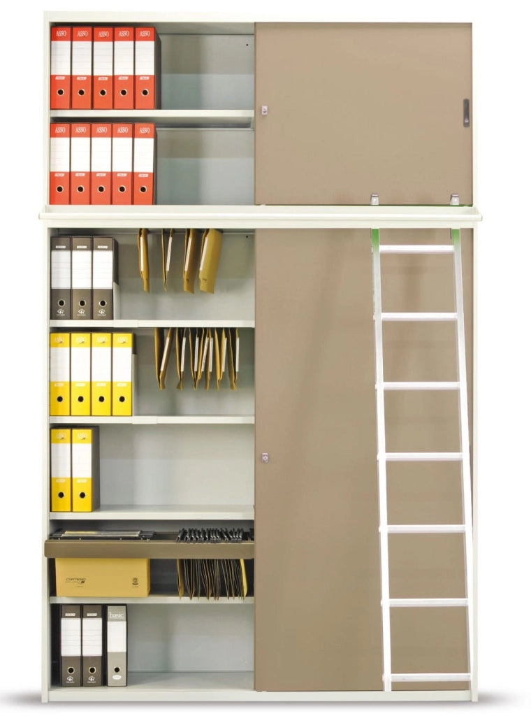 Armadio metallico per ufficio con ante in legno verniciato cm. 180x45x155h