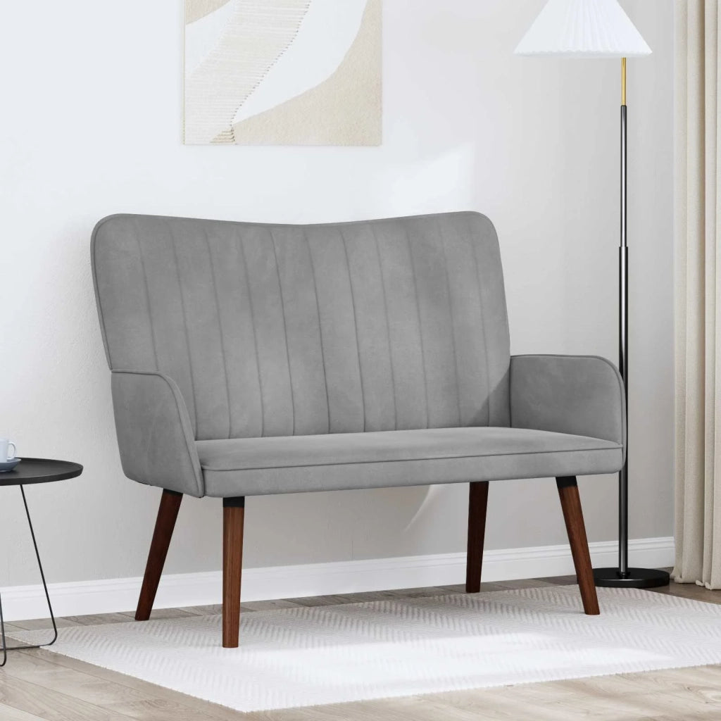 Sofa a Due Posti Grigio chiaro 115 x 61 x 87 cm Velluto