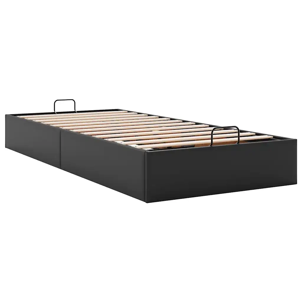 Struttura Letto Pouf senza Materasso Nero 90x190 cm Similpelle 3310774