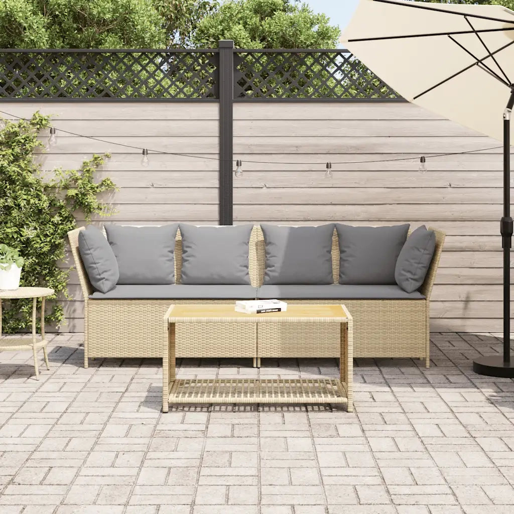 Divano da Giardino con Cuscini-Sofa da Giardino-Divano da esterno in Polyrattan Beige 421061