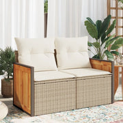 Divano da Giardino con Cuscini a 2 Posti-Sofa da Giardino-Divano da esterno Beige in Polyrattan 812142