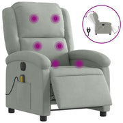 Poltrona | Sedia Relax Elettrica Massaggi Reclinabile Grigio Chiaro Velluto