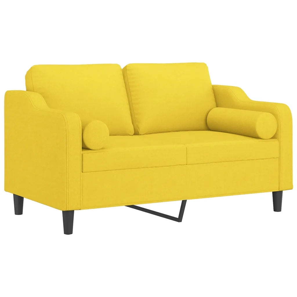 Divano a 2 Posti con Cuscini-Sofa 2 Posti con Cuscini Giallo Chiaro 120 cm in Tessuto 215588