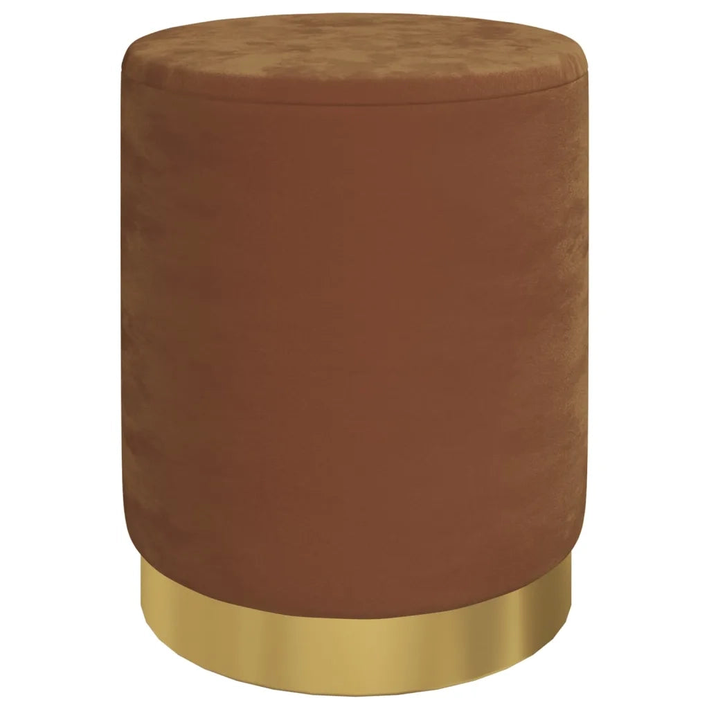 Sgabello Rotondo con Contenitore Marrone in Velluto 31 x 37 cm CFW7373731