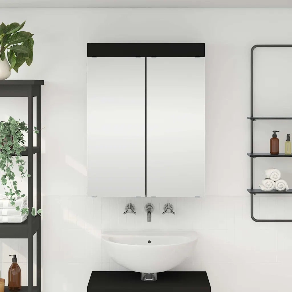 Mobiletto per specchio da bagno TULUM Nero 60 x 16,5 x 78 cm 880362