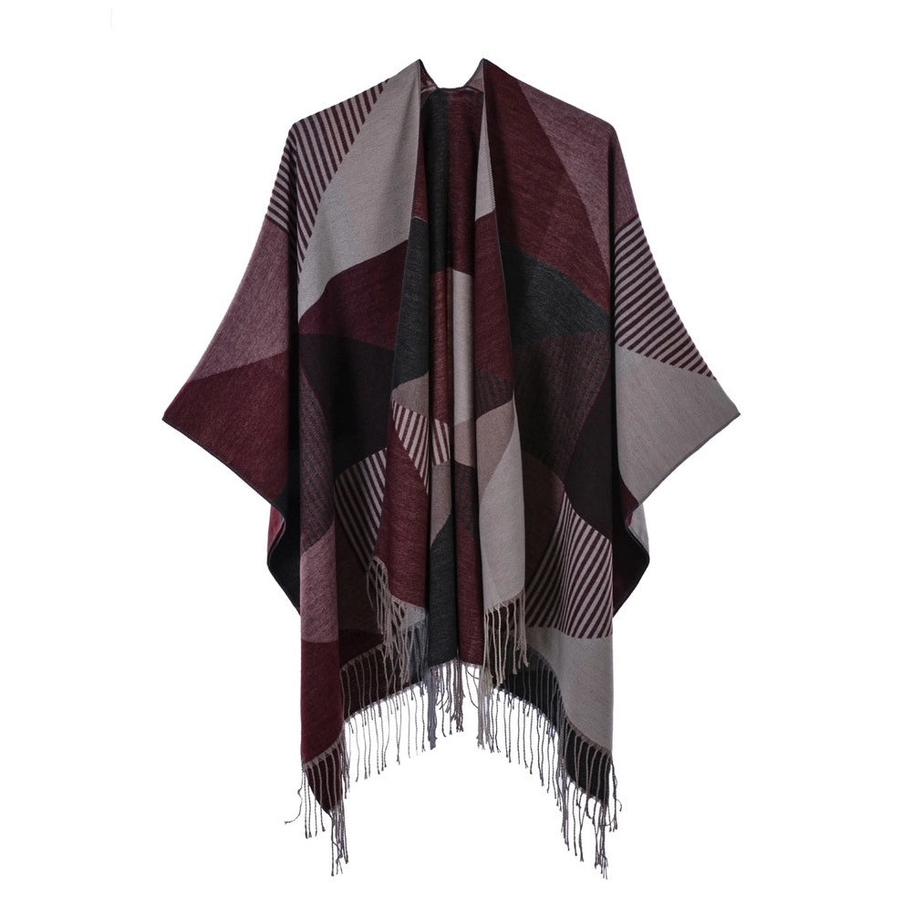 Sciarpa di nuovo stile, scialle, semplice nappa, spacco, calda cappa in cashmere