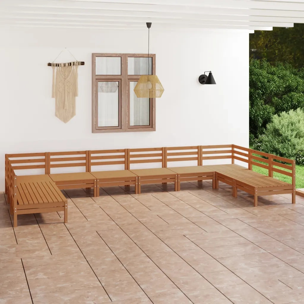 Set Salotto da Giardino 10 pz in Legno Massello di Pino ambra 3083427