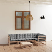 Set Divani da Giardino 6 pz con Cuscini Legno Massello di Pino 3076609