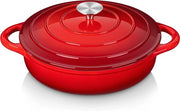 Piatto da stufato in ghisa con coperchio, crockpot in ghisa con rivestimento e-mail, adatto per tutti i tipi di piastre da cottura e piastre inductive