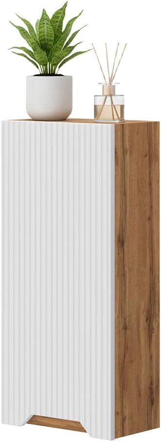 mobile bagno Lotta, Rovere/bianco a strisce, 20 x 72.6 cm