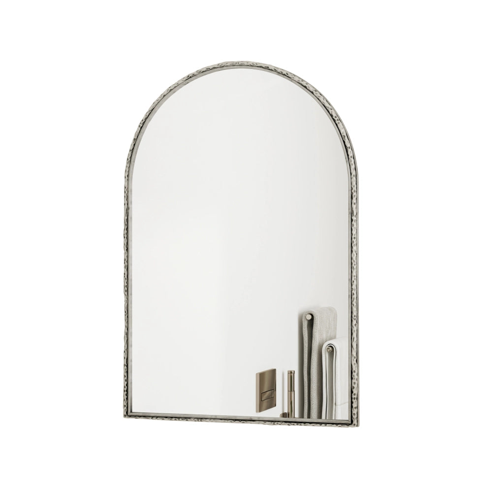 Specchio da parete ad arco 91 x 61 cm in vetro e metallo argentato