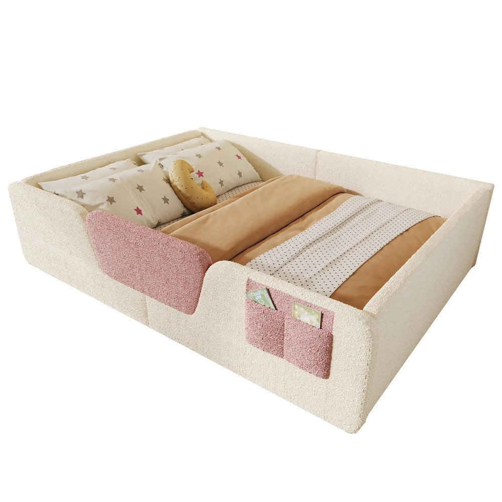 Letto Imbottito in Velluto ¨C Xylo ¨C 140x190, Beige, Senza Materasso