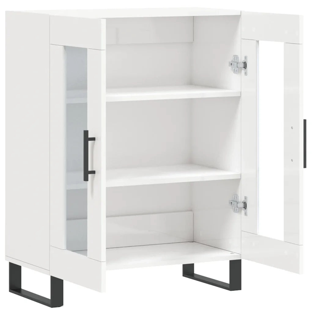 Credenza | Madia | Buffet da pranzo | Armadio da pranzo 69,5x34x90 cm in Legno Multistrato Bianco Lucido