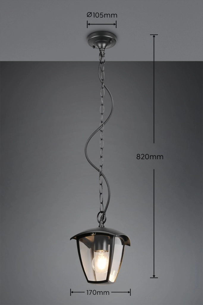 Lampada sospesa lanterna VENTA 1xE27 nera IP44 Trio