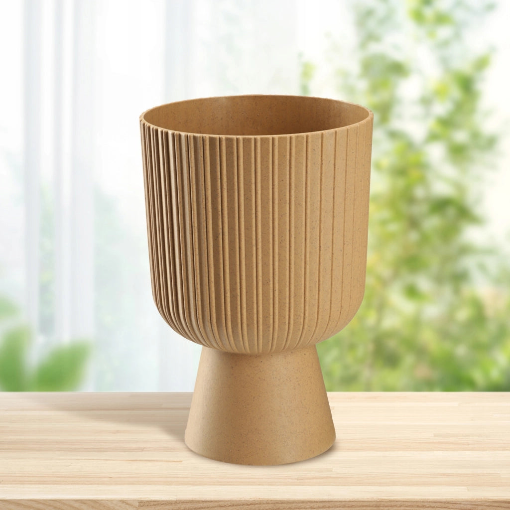 Vaso da fiori KADAX, vaso per fiori, da giardino, con coperchio in plastica, 14 cm, supporto per fiori, marrone