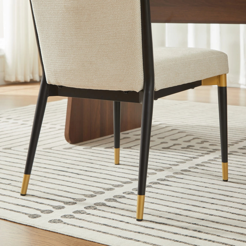 Set di 2 sedie da pranzo beige con struttura nero-oro
