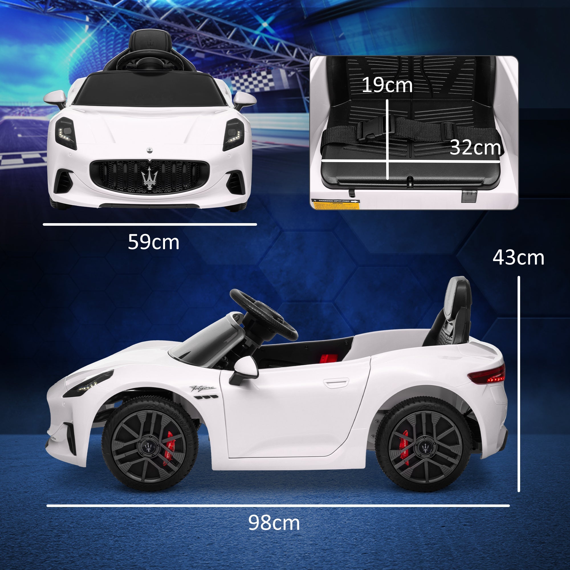 Macchina Elettrica per Bambini con Licenza Maserati Gran Turismo Folgore 12V Bianco