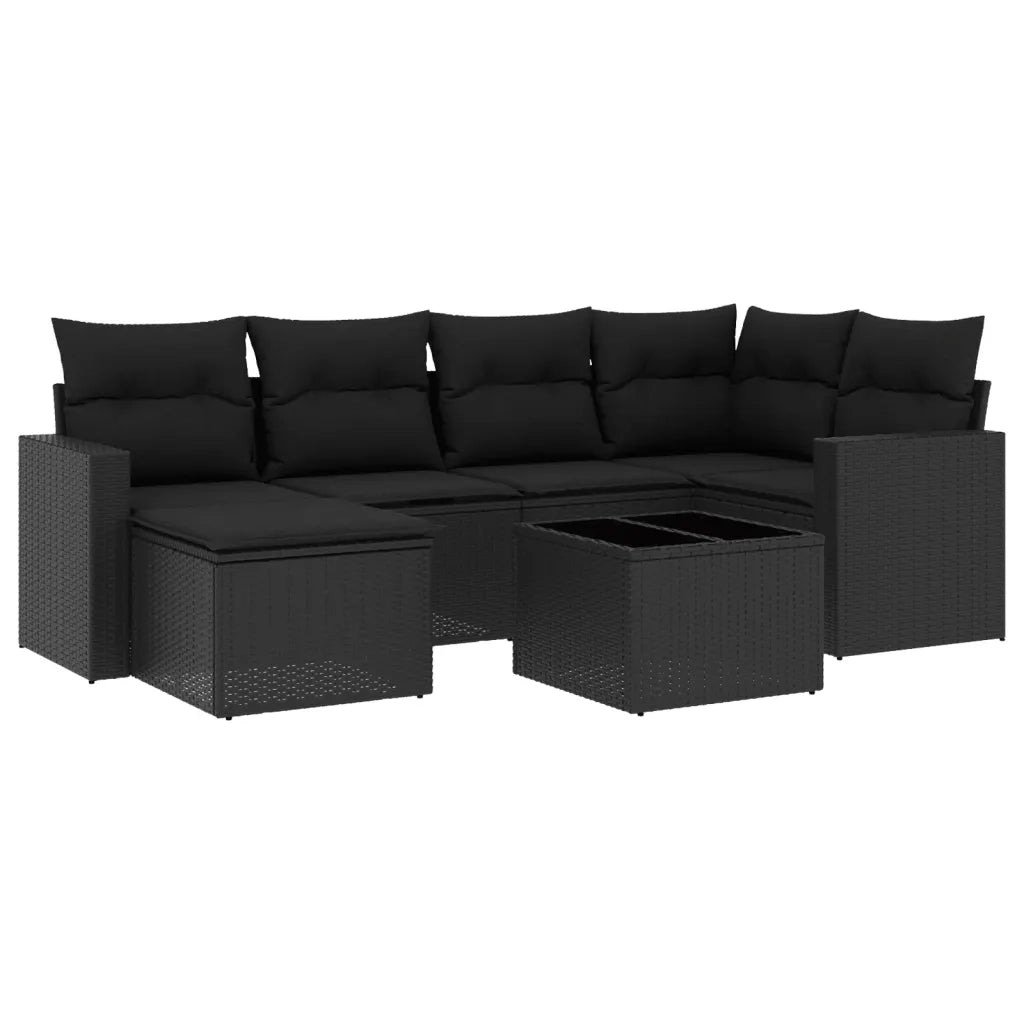 Set Divani da Giardino con Cuscini 7pz Nero Polyrattan 3219255