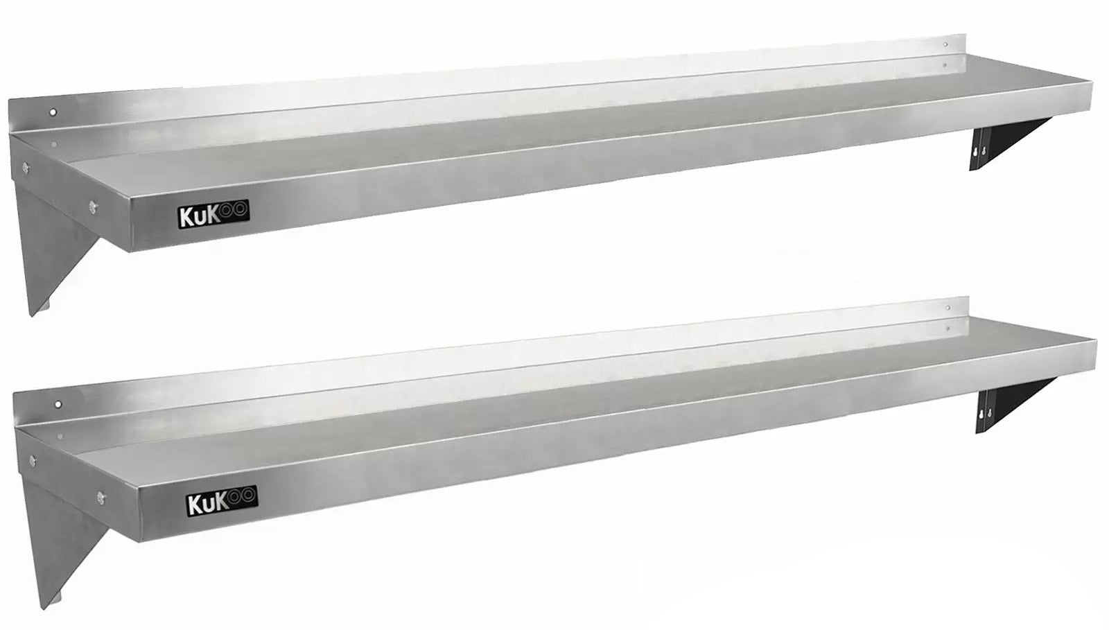 Set 2 Mensole a Muro 194x30 cm per Cucine di Ristoranti Pizzerie in Acciaio Inox