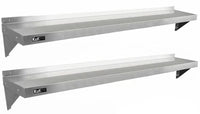 Set 2 Mensole a Muro 194x30 cm per Cucine di Ristoranti Pizzerie in Acciaio Inox