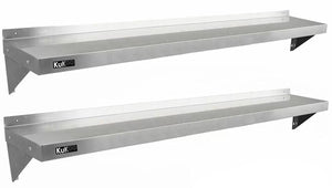 Set 2 Mensole a Muro 194x30 cm per Cucine di Ristoranti Pizzerie in Acciaio Inox