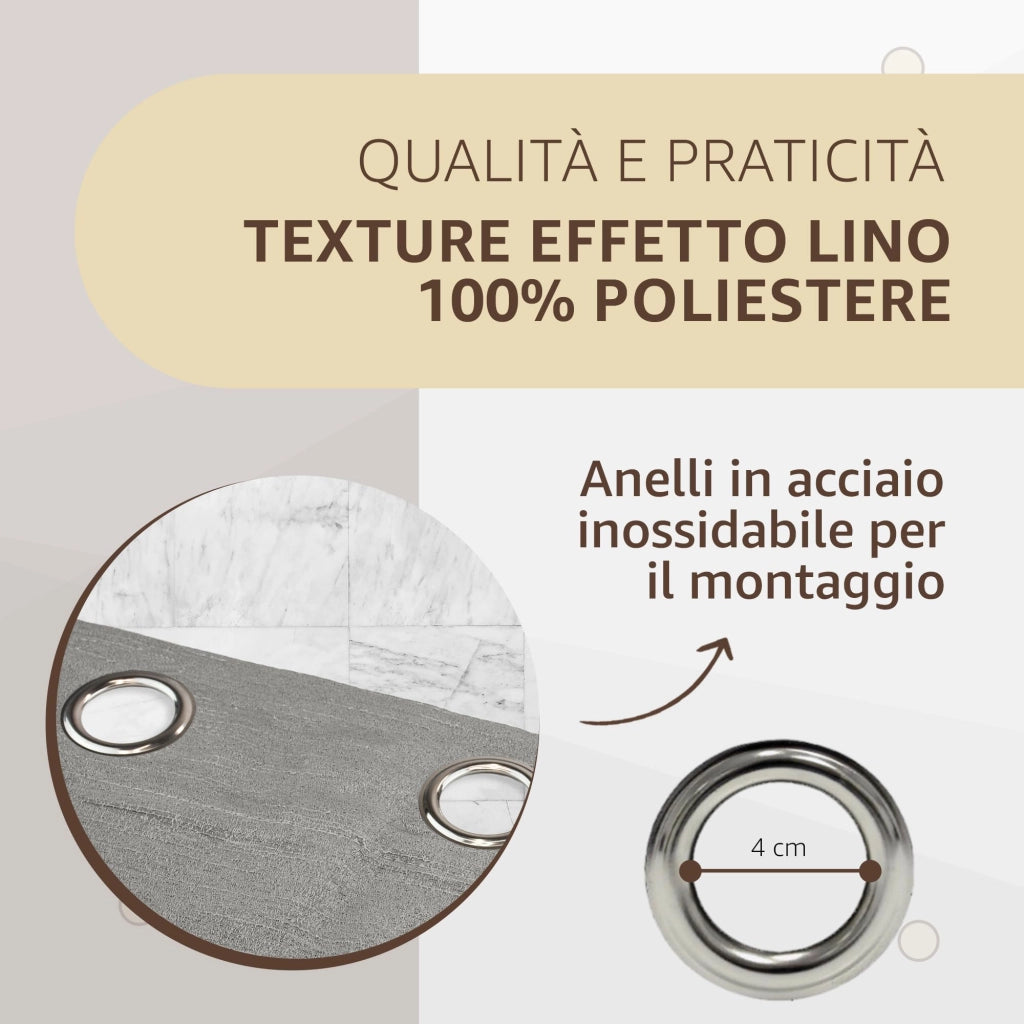 Tende per Interni Camera da Letto e Soggiorno Con Anelli - 140x280cm - 2 Pezzi Colore: BIANCO