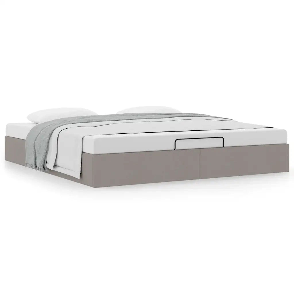 Struttura Letto Pouf senza Materasso Tortora 160x200cm Tessuto 3310893